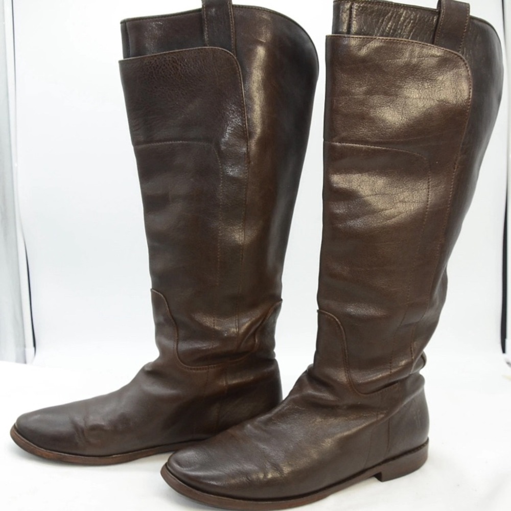 Frye Paige Brown Leather Pull-On Boots